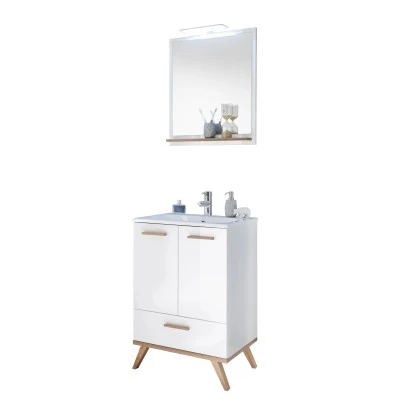 Pelipal Badmöbel-Set Quickset 923 Weiß/Riviera Mit Spiegel 61 Cm 3-teilig – Bild 5