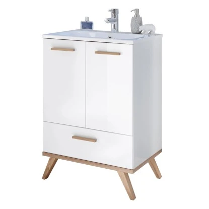 Pelipal Badmöbel-Set Quickset 923 Weiß/Riviera Mit Spiegel 61 Cm 3-teilig – Bild 4