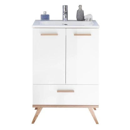 Pelipal Badmöbel-Set Quickset 923 Weiß/Riviera Mit Spiegel 61 Cm 3-teilig – Bild 8