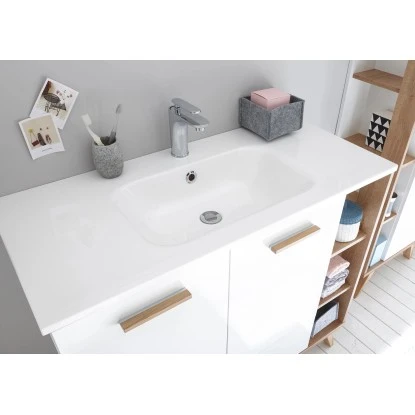 Pelipal Badmöbel-Set Quickset 923 Weiß/Riviera Mit Spiegelschrank 186 Cm 6-teili – Bild 2