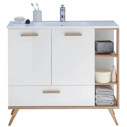 Pelipal Badmöbel-Set Quickset 923 Weiß/Riviera Mit Spiegel 172 Cm 6-teilig – Bild 5