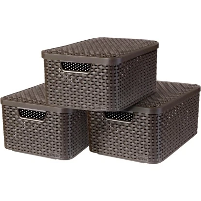 Best Freizeitmöbel Aufbewahrungsboxen Curver Style 3-er Set Dunkelbraun M – Bild 2
