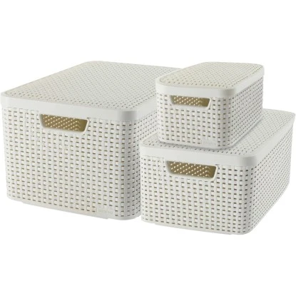 Best Freizeitmöbel Aufbewahrungsboxen Curver Style 3-er Set Creme S + M + L