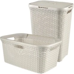 Best Freizeitmöbel WÀschekorb + WÀschebox Curver Style Creme 45 L + 60 L