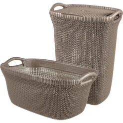 Best Freizeitmöbel WÀschekorb + WÀschebox Curver Knit 2-er Set Braun 40 L + 57 L