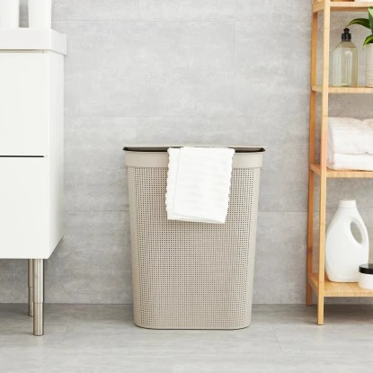 Rotho Wäschesammler Brisen 50 L Cappuccino – Bild 2