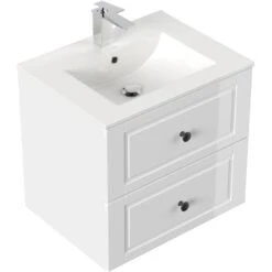 Posseik Badmöbel-Set Homeline H X B X T: 56 Cm X 62 Cm X 46,5 Cm Weiß Hochglanz