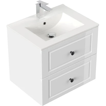 Posseik Badmöbel-Set Homeline H X B X T: 56 Cm X 62 Cm X 46,5 Cm Weiß Hochglanz