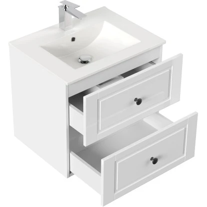 Posseik Badmöbel-Set Homeline H X B X T: 56 Cm X 62 Cm X 46,5 Cm Weiß Hochglanz – Bild 2