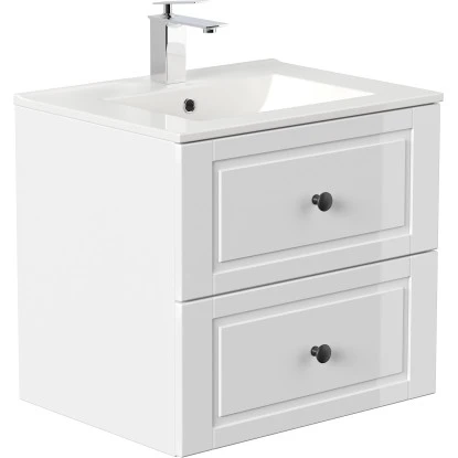 Posseik Badmöbel-Set Homeline H X B X T: 56 Cm X 62 Cm X 46,5 Cm Weiß Hochglanz – Bild 3