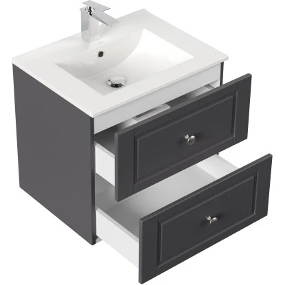 Posseik Badmöbel-Set Homeline H X B X T: 56 Cm X 62 Cm X 46,5 Cm Anthrazit – Bild 2