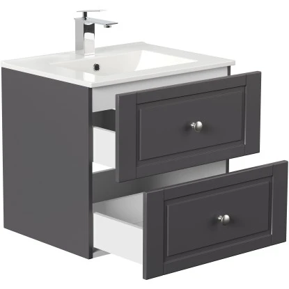 Posseik Badmöbel-Set Homeline H X B X T: 56 Cm X 62 Cm X 46,5 Cm Anthrazit – Bild 4