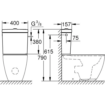 Grohe Aufsatz-Spülkasten Essence Mit 2-Mengentechnik Anschluss Seitlich Alpinw. – Bild 2