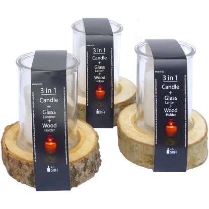 Sunny Garden Windlicht Glas Mit Holzsockel 17 Cm X 15 Cm – Bild 3