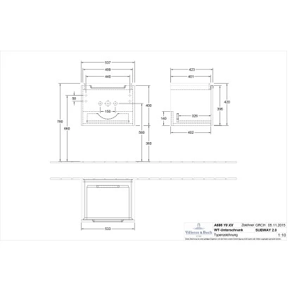 Villeroy & Boch Waschbeckenunterschrank 53,7 Cm Subway 2.0 A686 Glossy White â Bild 2