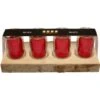 Sunny Garden Holztablett Mit 4 Kerzen Im Glas Auf Pappelholz Ø 8 Cm Rot