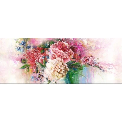 Leinwandbild Basic Than-Son Colourful Painted Flowers 77 Cm X 27 Cm