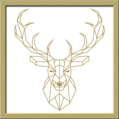 Bild Mit Rahmen Anonymus Golden Polygon Deer 32,5 Cm X 32,5 Cm