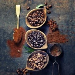 Glasbild Coffeebean In Bowl 30 Cm X 30 Cm