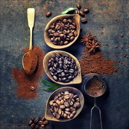 Glasbild Coffeebean In Bowl 30 Cm X 30 Cm