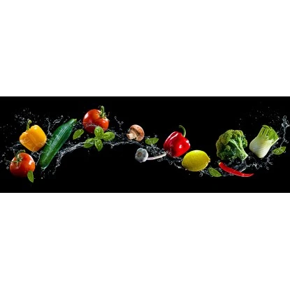 Glasbild Flying Vegetables 80 Cm X 30 Cm