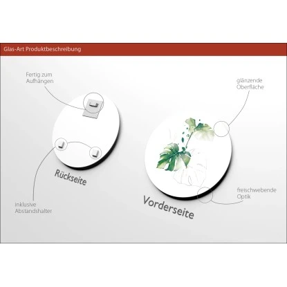 Glasbild Watercoloured Palm Leaves II 30 Cm X 30 Cm – Bild 3