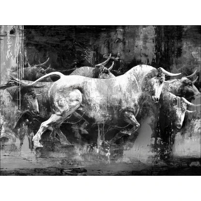 Leinwandbild Basic Than-Son Stierherde 116 Cm X 84 Cm