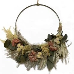 Trockenblumen-Halbkranz Natur-Orange-Grün 30 Cm