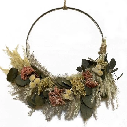 Trockenblumen-Halbkranz Natur-Orange-Grün 30 Cm