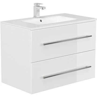 Posseik Badmöbel-Set Homeline 80 Cm Weiß Hochglanz 5-teilig – Bild 4