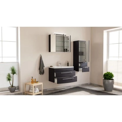 Posseik Badmöbel-Set Luna 80 Cm Anthrazit Seidenglanz 3-teilig – Bild 3