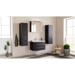 Posseik Badmöbel-Set Luna 80 Cm Anthrazit Seidenglanz4-teilig