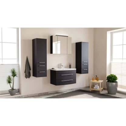 Posseik Badmöbel-Set Luna 80 Cm Anthrazit Seidenglanz4-teilig