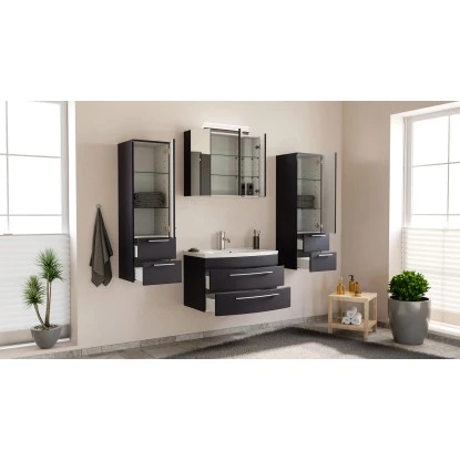 Posseik Badmöbel-Set Luna 80 Cm Anthrazit Seidenglanz4-teilig – Bild 3