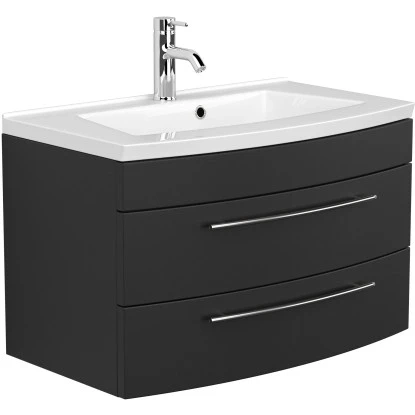 Posseik Badmöbel-Set Luna 80 Cm Anthrazit Seidenglanz4-teilig – Bild 4