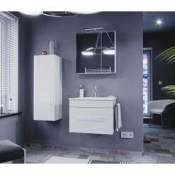 Posseik Badmöbel-Set Pro 60 Cm Weiß Hochglanz 4-teilig