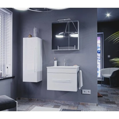 Posseik Badmöbel-Set Pro 60 Cm Weiß Hochglanz 4-teilig