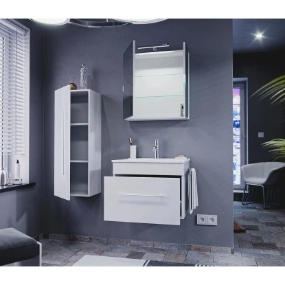 Posseik Badmöbel-Set Pro 60 Cm Weiß Hochglanz 4-teilig – Bild 6