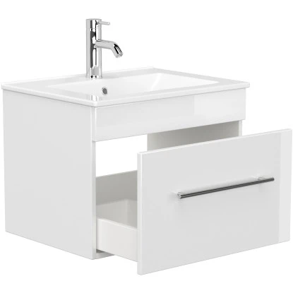 Posseik Badmöbel-Set Pro 60 Cm Weiß Hochglanz 4-teilig – Bild 2