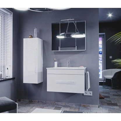 Posseik Badmöbel-Set Pro 75 Cm Weiß Hochglanz 4-teilig