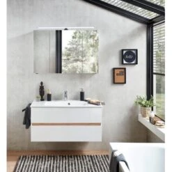 Pelipal Badmöbel-Set Mila Weiß Seidenglanz 107 Cm 3-teilig