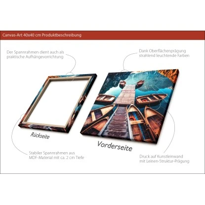Pro Art Bild Canvas-Art Wooden Boats In The Lake 40 Cm X 40 Cm – Bild 2