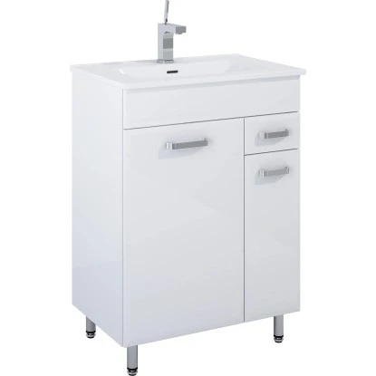 Eve Waschbeckenunterschrank 2-Türig 1 Schublade Weiß Hochglanz 60 Cm