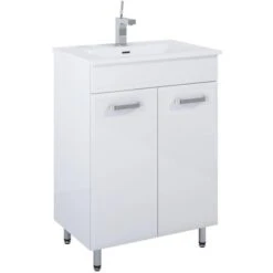 Eve Waschbeckenunterschrank 2-Türig Weiß Hochglanz 50 Cm