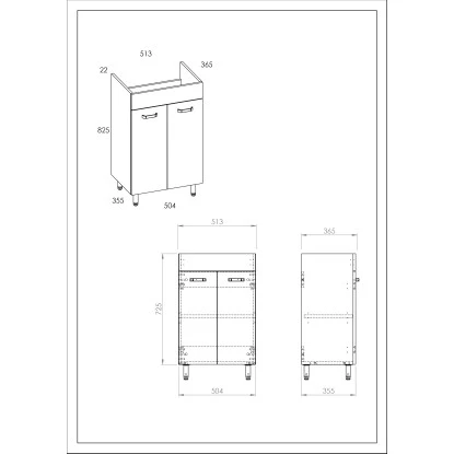 Eve Waschbeckenunterschrank 2-Türig Weiß Hochglanz 50 Cm – Bild 2