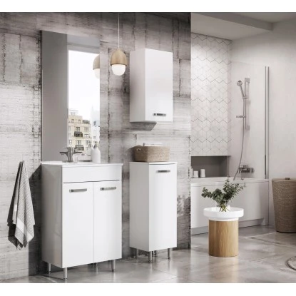 Eve Waschbeckenunterschrank 2-Türig Weiß Hochglanz 50 Cm – Bild 3