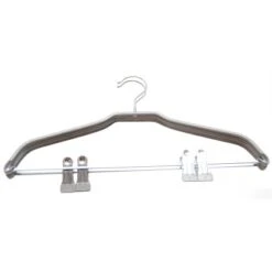 Kleiderbügel Mit Steg Und Klammer Metall 2er-Set Silber