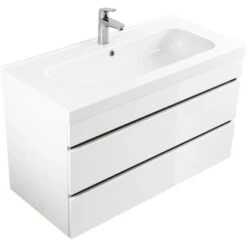 Posseik Waschplatz 90 Cm Metis Weiß Hochglanz Mit Grifflosen Schubladen