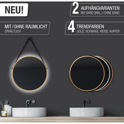 DSK Design LED-Lichtspiegel Silver Barbier Ø 50 Cm Gold Rund – Bild 10