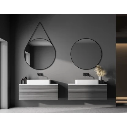 DSK Design Wandspiegel Silver Coiffeur Ø 80 Cm Schwarz Matt Rund – Bild 3